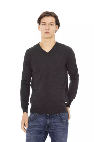 Baldinini Trend Gray Fabric Men Sweater Baldinini Trend Gray Fabric Men Sweater