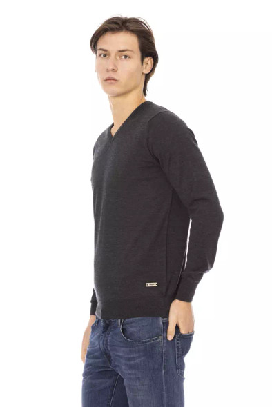 Baldinini Trend Gray Fabric Men Sweater Baldinini Trend Gray Fabric Men Sweater
