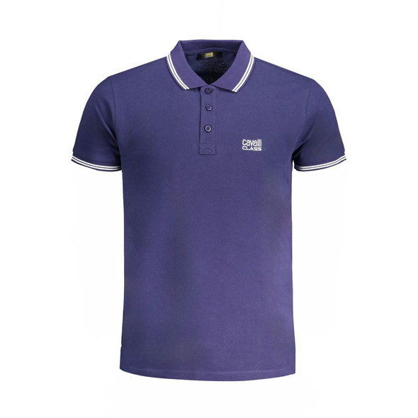 Cavalli Class Blue Cotton Polo Shirt CA-31310 Cavalli Class Blue Cotton Polo Shirt CA-31310