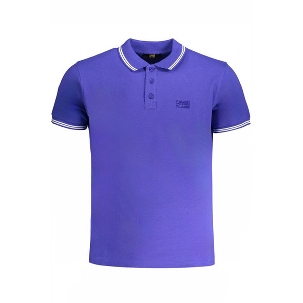 Cavalli Class Blue Cotton Polo Shirt CA-31307 Cavalli Class Blue Cotton Polo Shirt CA-31307