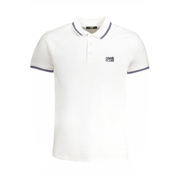Cavalli Class White Cotton Polo Shirt CA-31314 Cavalli Class White Cotton Polo Shirt CA-31314