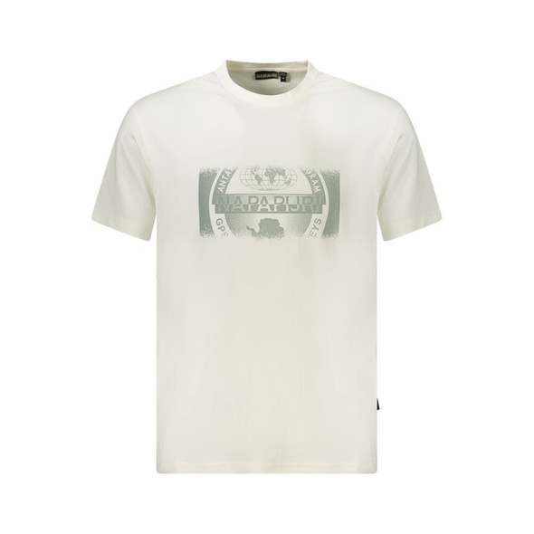 Napapijri White Cotton Men T-Shirt NA-35884 Napapijri White Cotton Men T-Shirt NA-35884