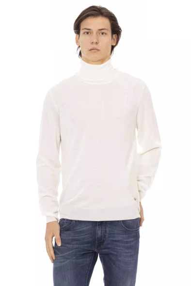 Baldinini Trend White Fabric Men Sweater Baldinini Trend White Fabric Men Sweater