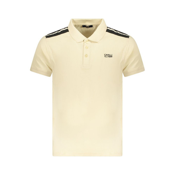 Cavalli Class Beige Cotton Men Polo Shirt CA-36663 Cavalli Class Beige Cotton Men Polo Shirt CA-36663
