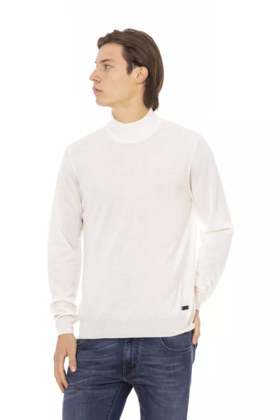Baldinini Trend White Fabric Men Turtleneck Sweater Baldinini Trend White Fabric Men Turtleneck Sweater