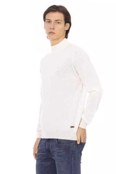 Baldinini Trend White Fabric Men Turtleneck Sweater Baldinini Trend White Fabric Men Turtleneck Sweater