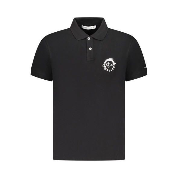 Trussardi Black Cotton Men Polo Shirt Trussardi Black Cotton Men Polo Shirt