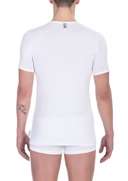Bikkembergs White Cotton Men's V-Neck T-Shirt Bikkembergs White Cotton Men's V-Neck T-Shirt