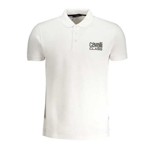 Cavalli Class White Cotton Polo Shirt CA-30278 Cavalli Class White Cotton Polo Shirt CA-30278