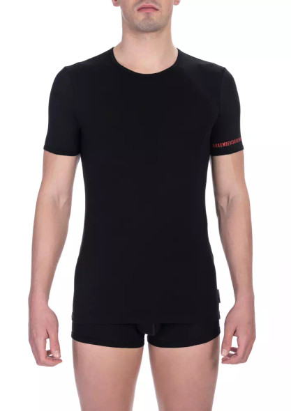 Bikkembergs Black Cotton Men T-Shirt BI-22372 Bikkembergs Black Cotton Men T-Shirt BI-22372