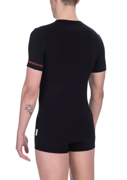 Bikkembergs Black Cotton Men T-Shirt BI-22372 Bikkembergs Black Cotton Men T-Shirt BI-22372