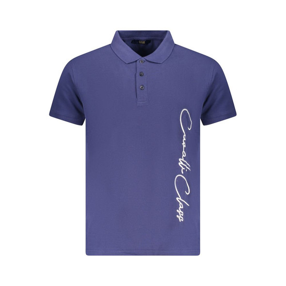 Cavalli Class Blue Cotton Men Polo Shirt CA-36661 Cavalli Class Blue Cotton Men Polo Shirt CA-36661