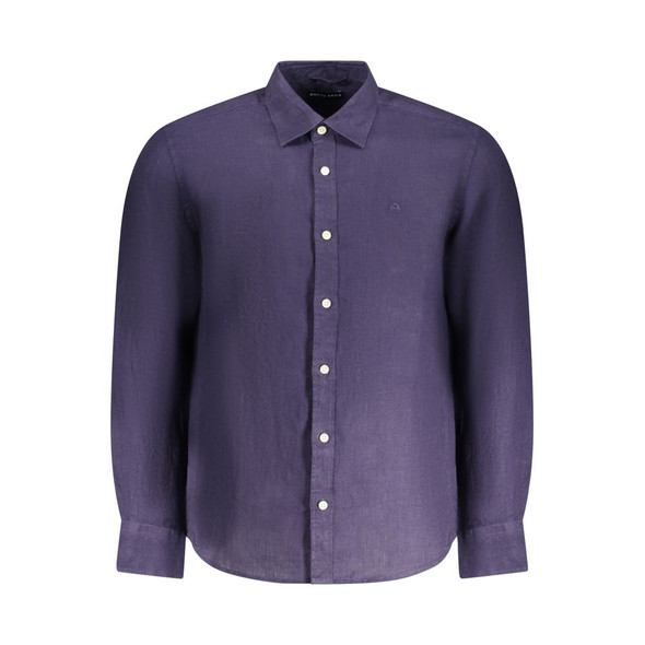 North Sails Blue Linen Men Shirt NO-38636 North Sails Blue Linen Men Shirt NO-38636