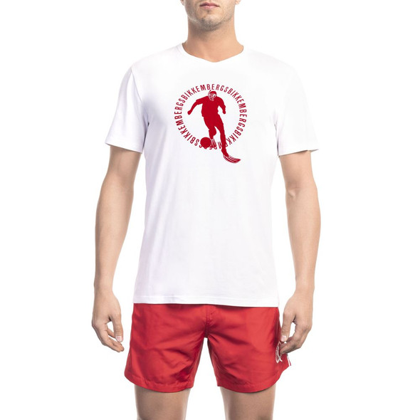 Bikkembergs White Cotton Men T-Shirt BI-22057 Bikkembergs White Cotton Men T-Shirt BI-22057