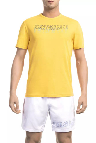 Bikkembergs Yellow Cotton Men T-Shirt BI-22052 Bikkembergs Yellow Cotton Men T-Shirt BI-22052