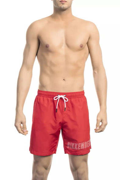 Red Polyester Men Swim Short Red Polyester Men Swim Short