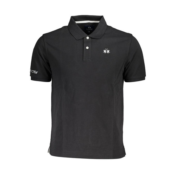 La Martina Black Cotton Men Polo Shirt LA-37506 La Martina Black Cotton Men Polo Shirt LA-37506
