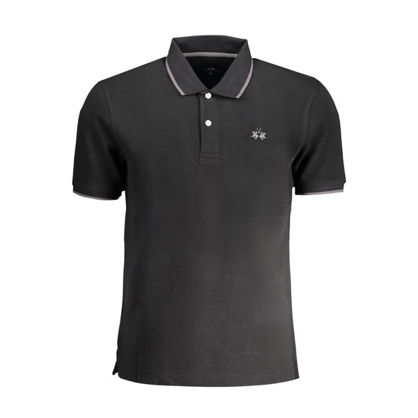 La Martina Black Cotton Men Polo Shirt LA-37808 La Martina Black Cotton Men Polo Shirt LA-37808