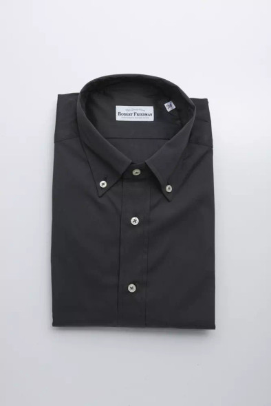 Robert Friedman Gray Cotton Men Shirt RO-20477 Robert Friedman Gray Cotton Men Shirt RO-20477