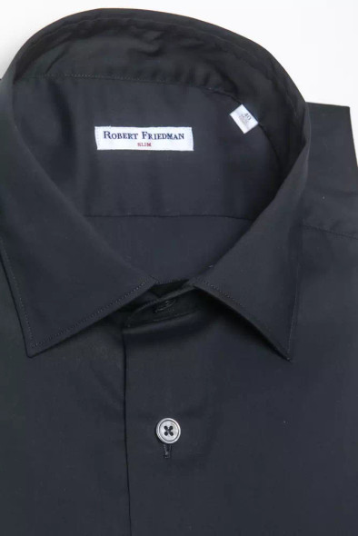 Robert Friedman Black Cotton Men's Shirt RO-20423 Robert Friedman Black Cotton Men's Shirt RO-20423