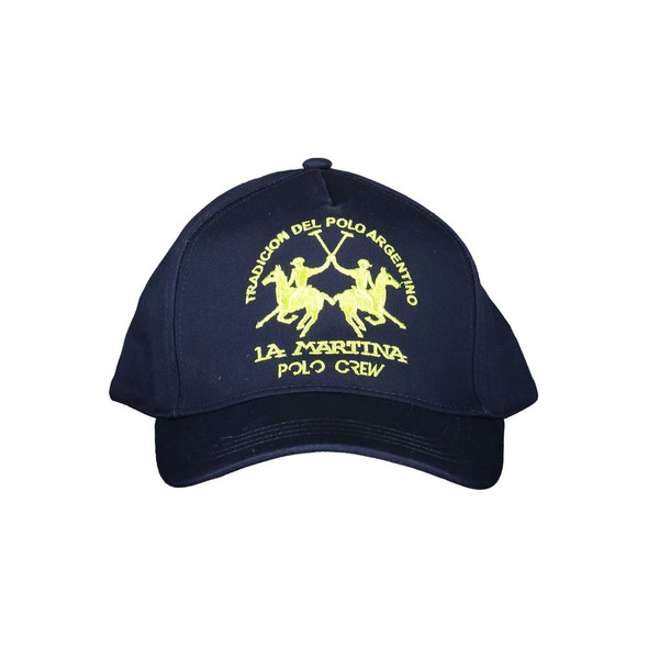 La Martina Blue Cotton Men Cap LA-37970 La Martina Blue Cotton Men Cap LA-37970