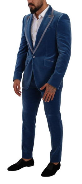 Dolce & Gabbana Blue SICILIA Velvet Slim Fit 2 Piece Suit Dolce & Gabbana Blue SICILIA Velvet Slim Fit 2 Piece Suit