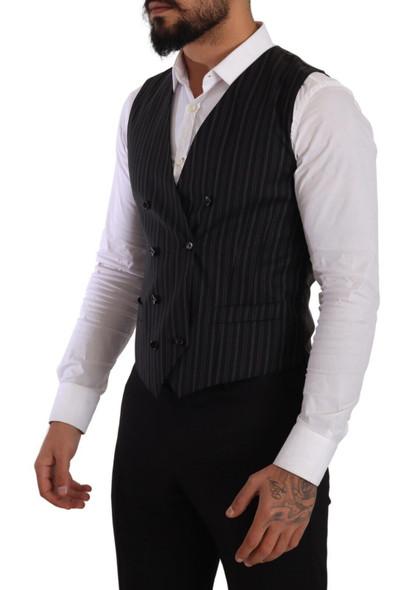 Dolce & Gabbana Gray Striped Double Breasted Waistcoat Vest Dolce & Gabbana Gray Striped Double Breasted Waistcoat Vest