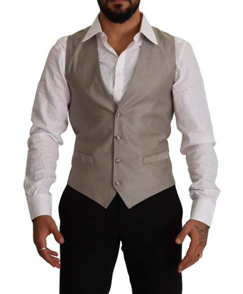 Beige Wool Single Breasted Waistcoat Vest Beige Wool Single Breasted Waistcoat Vest