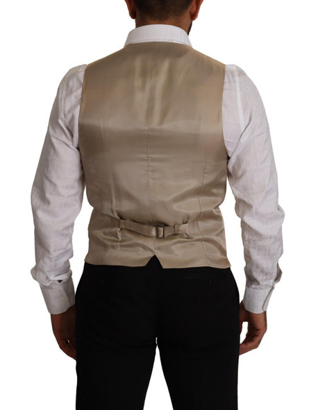 Beige Cotton Silk Slim Fit Waistcoat Vest Beige Cotton Silk Slim Fit Waistcoat Vest