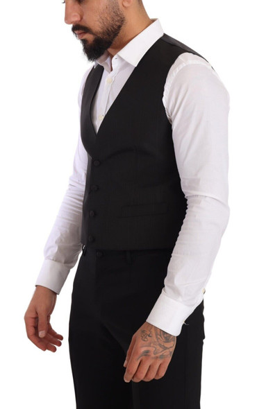 Dolce & Gabbana Gray Silk Slim Fit Waistcoat Formal Vest Dolce & Gabbana Gray Silk Slim Fit Waistcoat Formal Vest