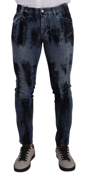 Dolce & Gabbana Blue Black Cotton Skinny Denim Jeans Dolce & Gabbana Blue Black Cotton Skinny Denim Jeans