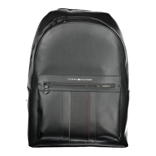 Tommy Hilfiger Black Polyester Men Backpack TO-36344 Tommy Hilfiger Black Polyester Men Backpack TO-36344