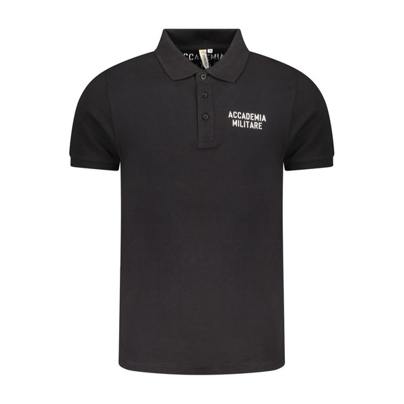 Accademia Militare Black Cotton Polo Shirt AC-36562 Accademia Militare Black Cotton Polo Shirt AC-36562