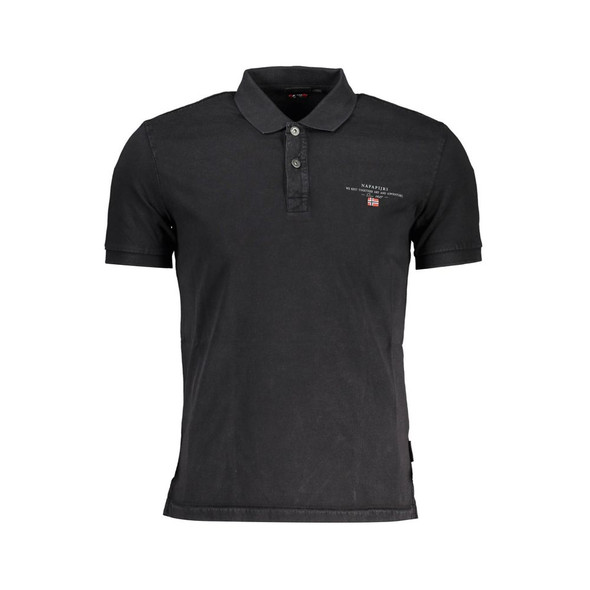 Napapijri Black Cotton Men Polo Shirt NA-37507 Napapijri Black Cotton Men Polo Shirt NA-37507