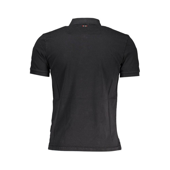 Napapijri Black Cotton Men Polo Shirt NA-37507 Napapijri Black Cotton Men Polo Shirt NA-37507