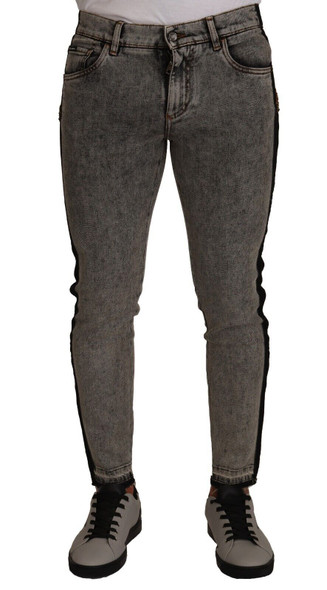 Dolce & Gabbana Gray Wash Crown Embellished Skinny Denim Jeans Dolce & Gabbana Gray Wash Crown Embellished Skinny Denim Jeans