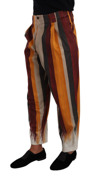 Dolce & Gabbana Multicolor Striped Cotton Tapered Trouser Pants Dolce & Gabbana Multicolor Striped Cotton Tapered Trouser Pants