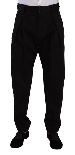 Dolce & Gabbana Black Cotton High Waist Men Trouser Dress Pants Dolce & Gabbana Black Cotton High Waist Men Trouser Dress Pants
