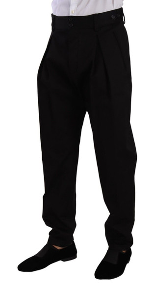 Dolce & Gabbana Black Cotton High Waist Men Trouser Dress Pants Dolce & Gabbana Black Cotton High Waist Men Trouser Dress Pants