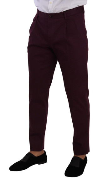 Purple Cotton Tapered Chinos Dress Pants Purple Cotton Tapered Chinos Dress Pants