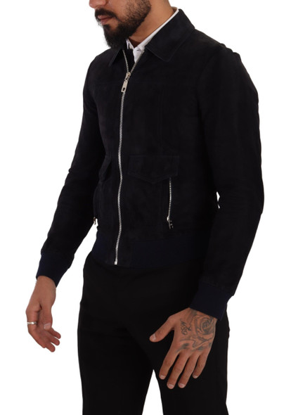 Dolce & Gabbana Blue Suede Lambskin Leather Coat Jacket Dolce & Gabbana Blue Suede Lambskin Leather Coat Jacket
