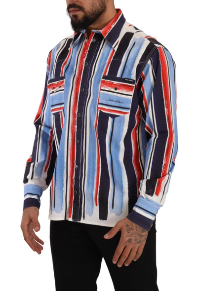 Red Striped Long Sleeve Cotton Shirt Blue Red Striped Long Sleeve Cotton Shirt Blue