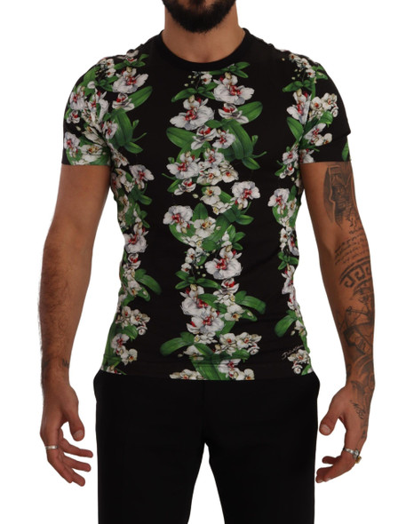 Black Floral Print Crewneck T-shirt Black Floral Print Crewneck T-shirt