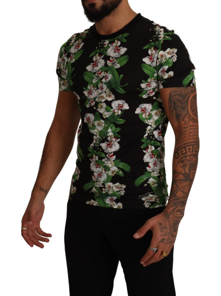 Black Floral Print Crewneck T-shirt Black Floral Print Crewneck T-shirt