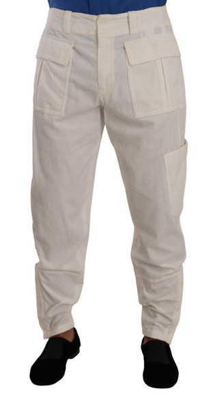 Dolce & Gabbana Off White Cotton Corduroy Cargo Pants Dolce & Gabbana Off White Cotton Corduroy Cargo Pants