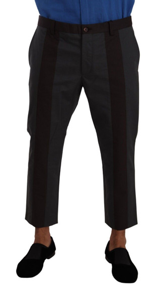 Dolce & Gabbana Gray Bordeaux Striped Cropped Trouser Pants Dolce & Gabbana Gray Bordeaux Striped Cropped Trouser Pants