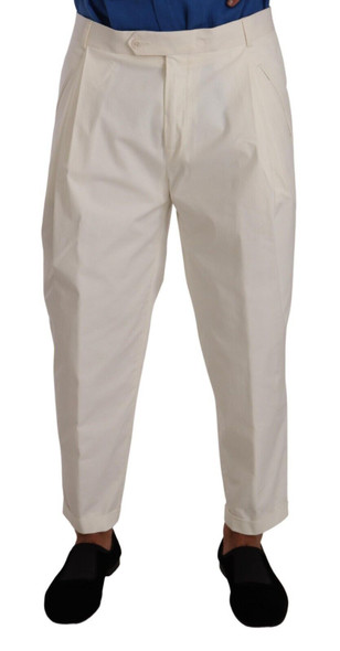 Dolce & Gabbana White Cotton Tapered Men Trouser Dress Pants Dolce & Gabbana White Cotton Tapered Men Trouser Dress Pants