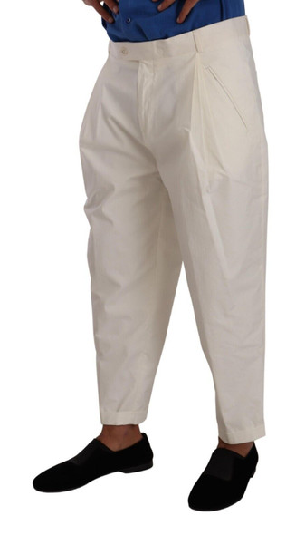 Dolce & Gabbana White Cotton Tapered Men Trouser Dress Pants Dolce & Gabbana White Cotton Tapered Men Trouser Dress Pants