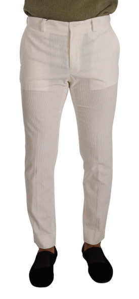 White Cotton Skinny Corduroy Trouser Pants White Cotton Skinny Corduroy Trouser Pants