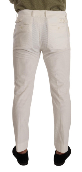 Dolce & Gabbana White Cotton Skinny Corduroy Trouser Pants Dolce & Gabbana White Cotton Skinny Corduroy Trouser Pants